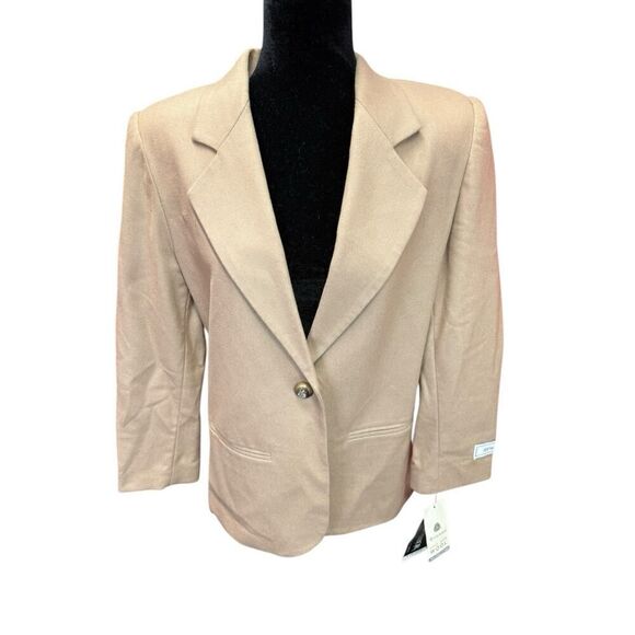 SAG Harbor 100% Wool Camel Blazer Jacket Size 8 Petite NWT Vintage Look - Picture 4 of 16